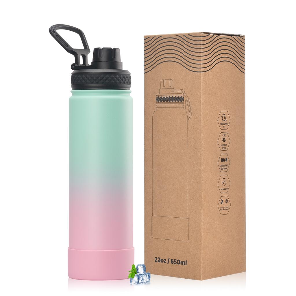 WATERSY Outdoor Sports Water Bottle Stainless Steel Vacuum Insulated 650ml Double Thermal Flask Coffee Mug for Hiking Gym Travel