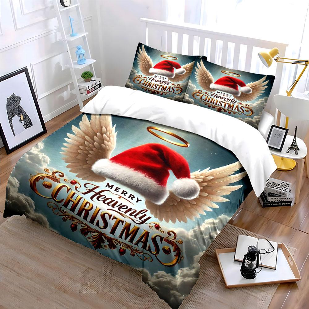 Heavenly Christmas Design Bedding Duvet Cover Set Duvet Cover Pillowcases (1*Duvet Cover 2*Pillowcases, without duvet insert)