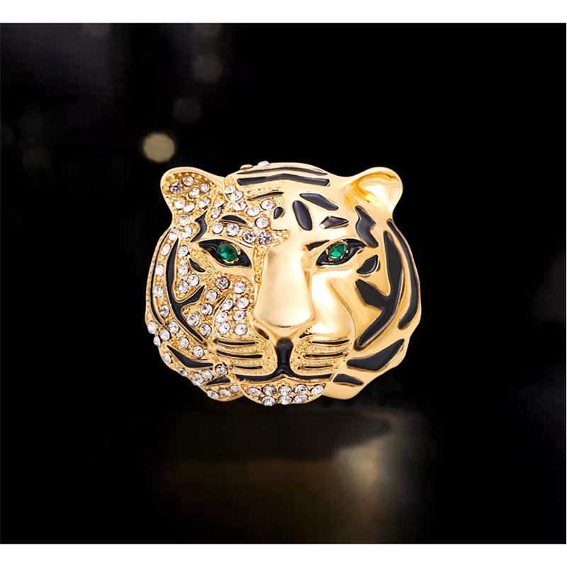 High -End Rhinestone Tiger Brooch Collar Pin Retro Men 'S Corsage Dress And Suit Alloy Brooch
