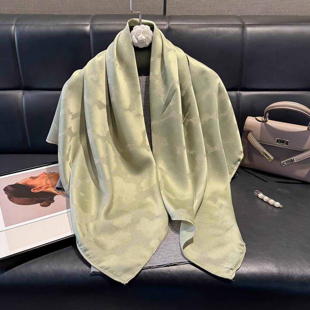 Elegant Cotton And Linen 90 Square Scarves For Women, Middle East, Central Asia Head Scarves, Versatile Finale Silk Scarves, Fashionable And Versatile