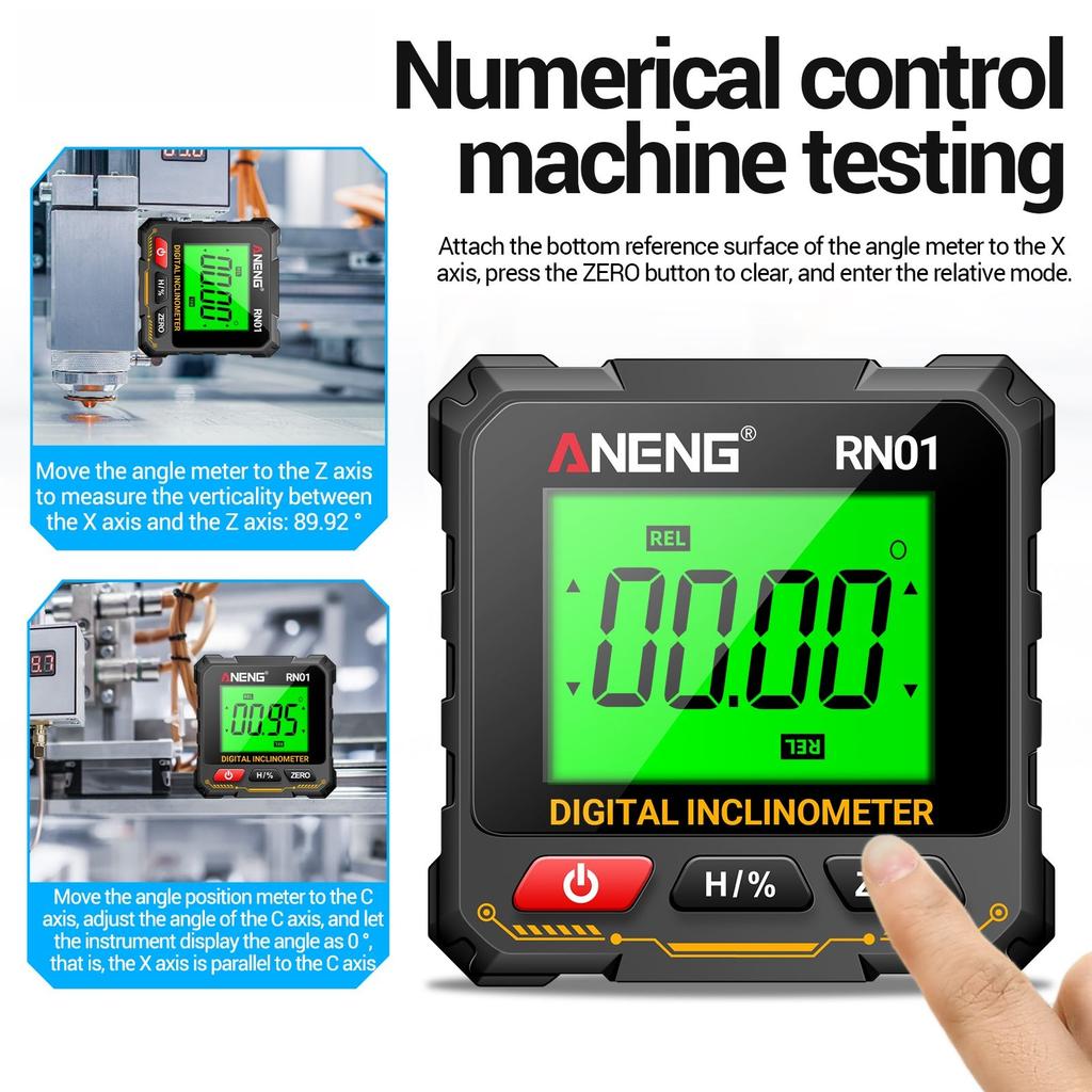 ANENG RN01 Digital Goniometer Electronic Level Box Electronic Angle Ruler Backlight Protractor Woodworking Inclinometer Tools