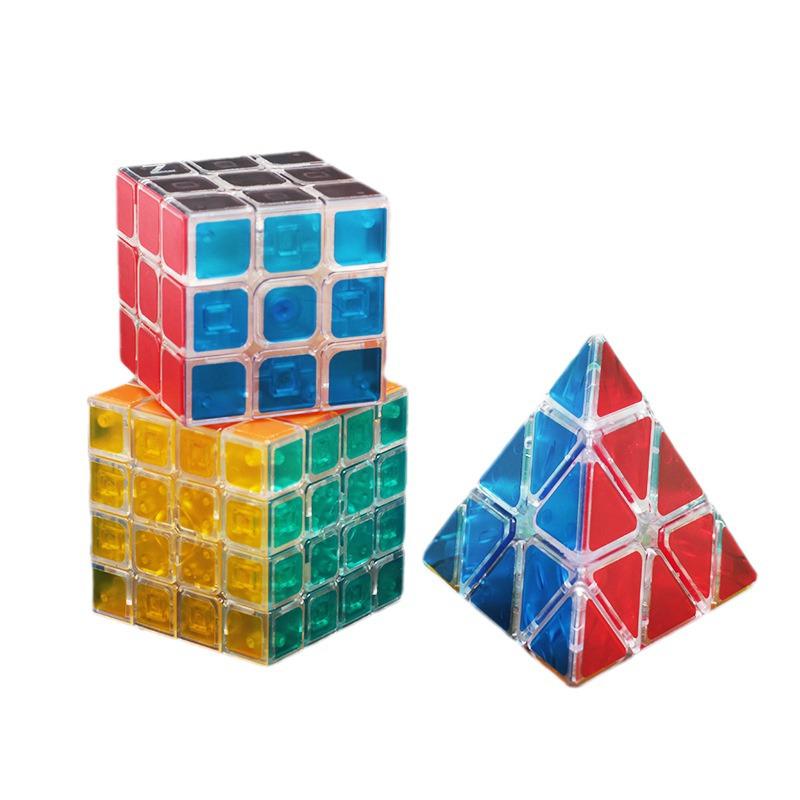 ZCube Transparent Glossy 3-Level Professional Rubik's Cube with 1245-Level Pyramid - Complete Educational Toy Set