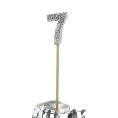 Свеча Alpen Glitter Long Stick (Серебряный) (7)