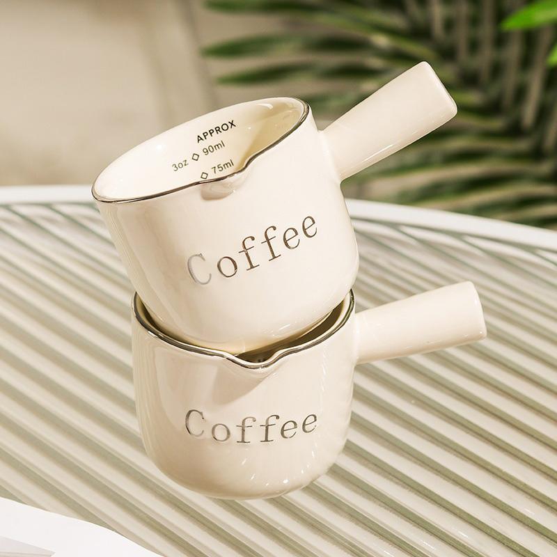 Керамический мерный стакан для концентрата на 90 мл с ручкой, контейнер для жидкости, стакан для молока