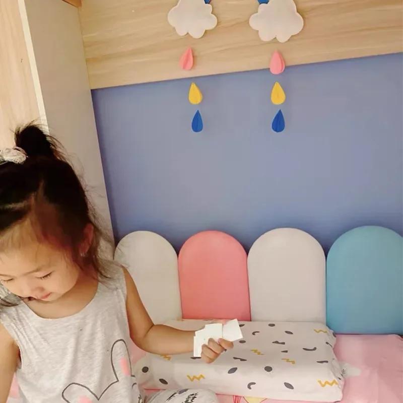 20x50cm Bed Headboard Bedroom Decor Head Board Wood Wall Panels Home Decoration Tatami Anti-collision Soft Back Wall Mat