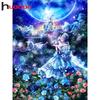 HUACAN Round Drill 5D Diamond Painting Cross Stitch Fairy Diamond Embroidery Handmade Gift Diamond Mosaic Girl Wall Art