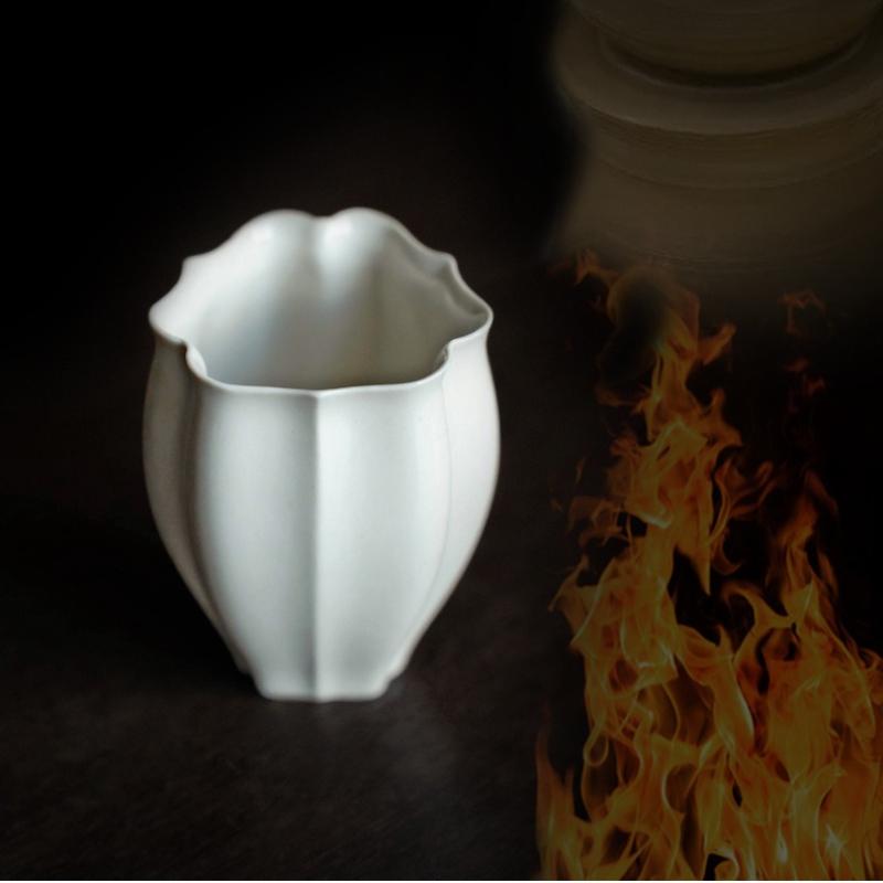 Antique Plain White Lotus Teacup Ancient Plant Ash Petal Smelling Cup Household Tea Ceremony Craft Main Single Cup Ceramic Tea