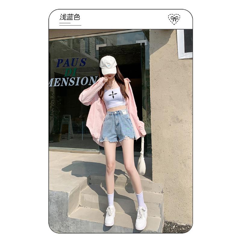 Черные джинсовые шорты женские летние тонкие широкие с высокой талией свободные узкие края