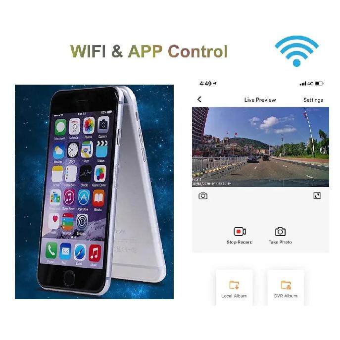 HD 4K 2160P WiFi Автомобильный видеорегистратор Видеорегистратор на лобовое стекло 2K 1600P 1080P 24-часовой мониторинг парковки Управление через приложение Автомобильный видеорегистратор для всех автомобилей