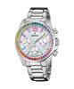 Rainbow Chronograph Stainless Steel Crystal Accents Silver Dial Quartz F20606-2 100M Women's Watch