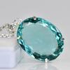 925 Sterling Silver Oval Pendant Aquamarine 137 Ct   Lab Created