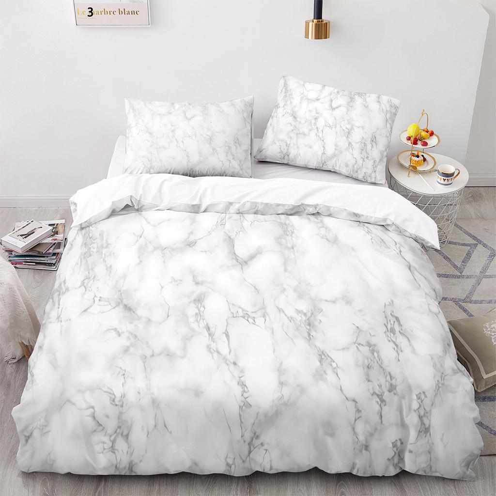 Marble Duvet Cover Set King/Queen Size White Gold Abstract Marble Texture Printed Bedding Set Abstract Polyester Quilt Cover