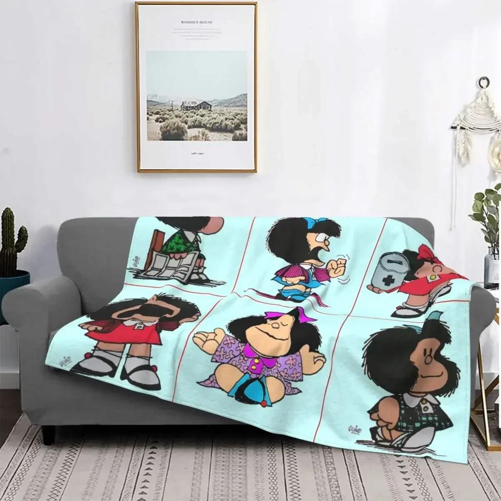 Одеяло Love Mafalda с 3D-принтом, мягкое, фланелевое, флисовое, теплое, с героями мультфильмов, для дома, спальни, дивана, покрывала
