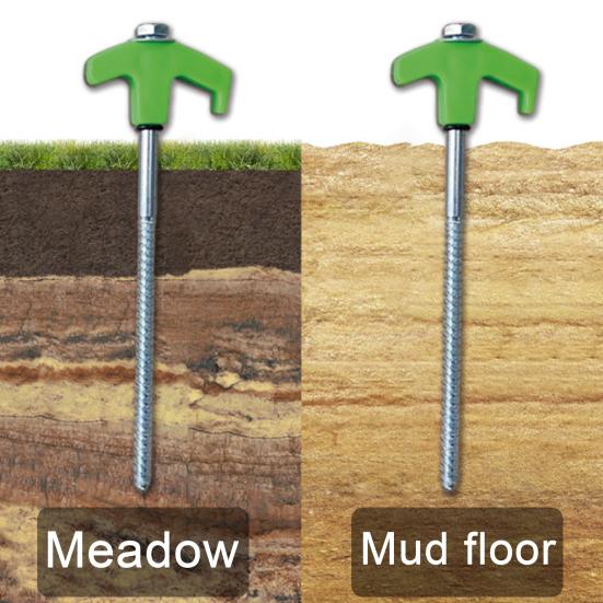 8Pcs Tent Stakes Heavy-Duty Metal Camping Stakes Threaded Anchors Set Up with Drill Hammer Superior Grip Tent Pegs On