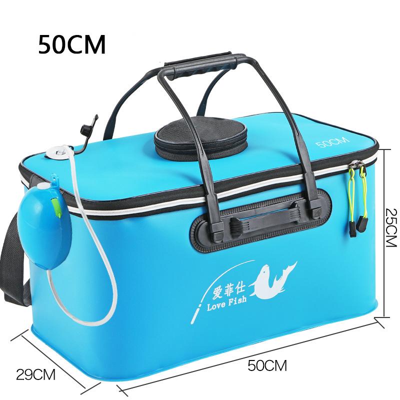 Foldable Wear-resistant Waterproof EVA Fishing Barrel Fishing Box Tools Box Optional Rechargeable Oxygen Pump 30cm/35cm/40cm/45cm/50cm Size Choices