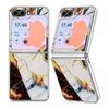 Золотой Мраморный Масляный Чехол Для Samsung Z Flip 8 7 6 5 Гибридный 3-в-1 Кожаная Накладка С Покрытием Рамки Жесткая Складная Крышка Телефона Для Galaxy Z Flip8 Flip7 Flip6