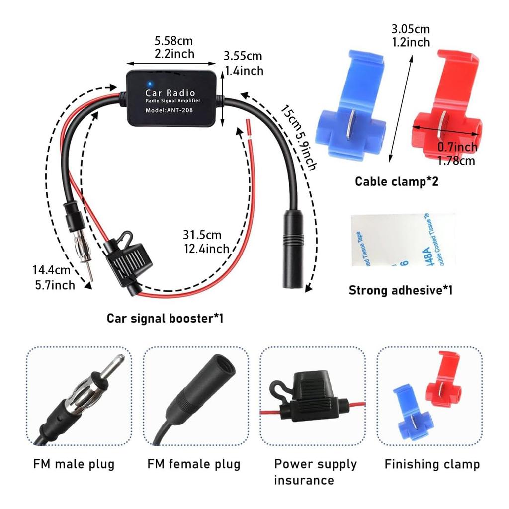 Car Radio Antenna Booster - Car FM Radio Antenna Signal Amplifier - Car Antenna