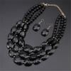 1Set Boho Jewelry Gift Beaded Multilayer Statement Bib Women Chunky Necklace Earrings Simple Colorful