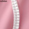 VONDA Женские летние платья с круглым вырезом и коротким рукавом с принтом в виде завязок
