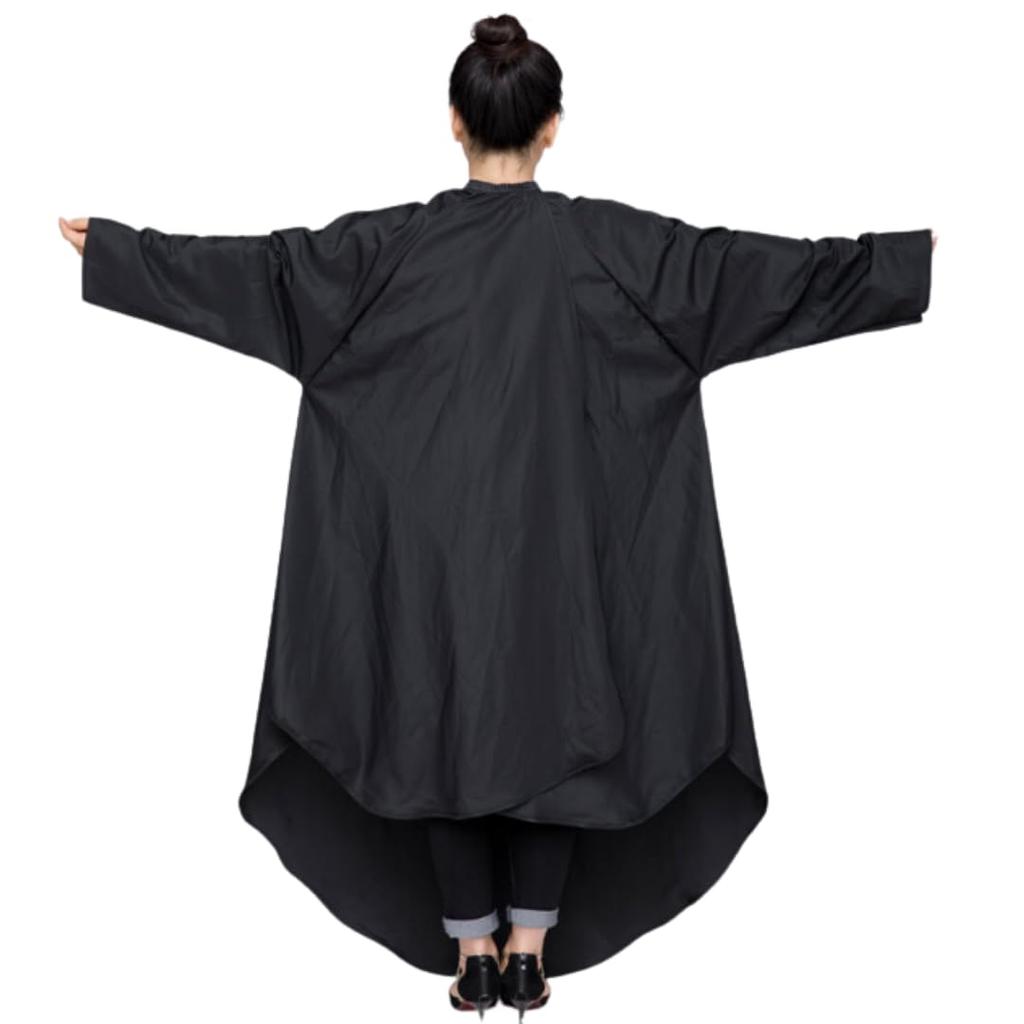Парикмахерский фартук Uccellino с длинной спинкой и накидка для стрижки для окрашенных волос и рукава длинного размера, для самостоятельной стрижки, (черный)