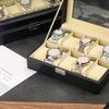 Коробка для хранения часов с прозрачным окном и замком, деревянный органайзер для браслетов, искусственная кожа, пылезащитный
