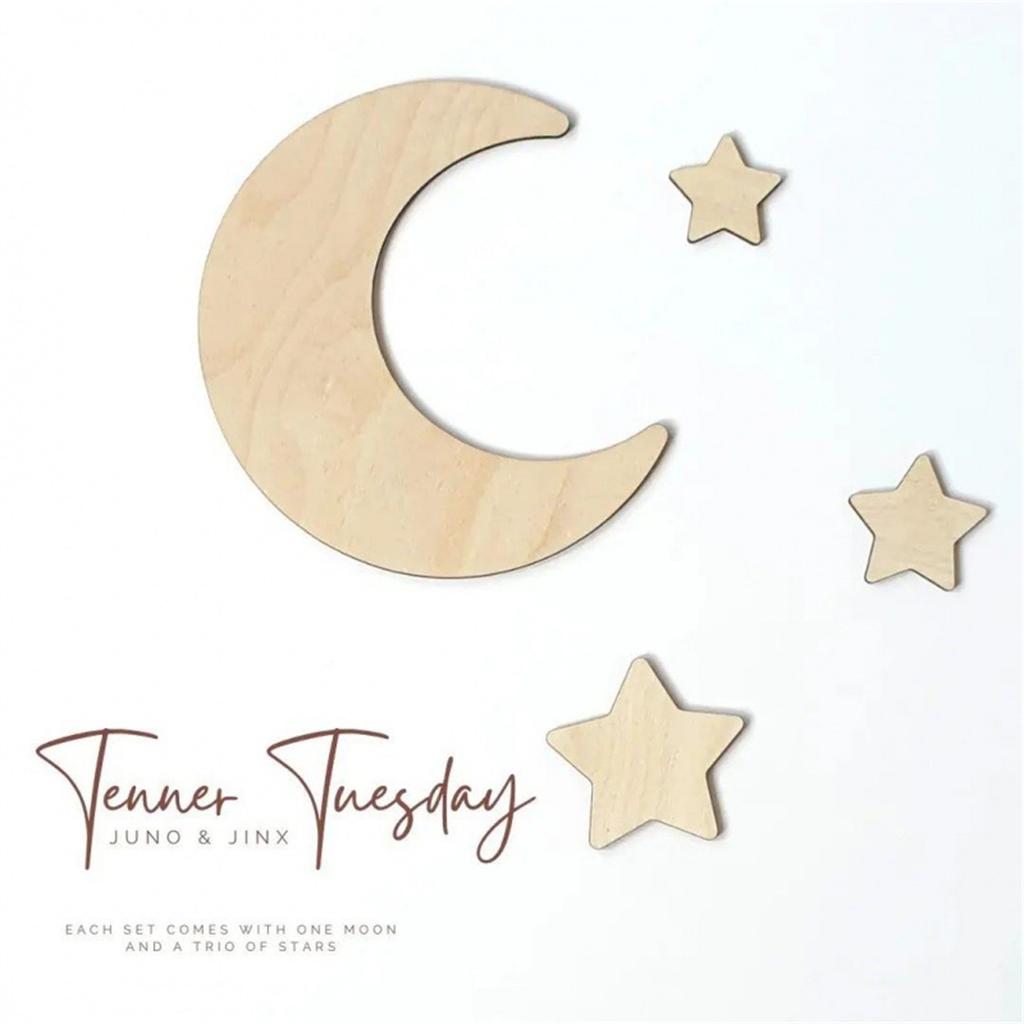 Decorate Wooden Stars Decorate Baby Nursery Rattan Moon Wall Decorate Wooden Nursery Children Baby Children Boys Girls Bedroom Decoration