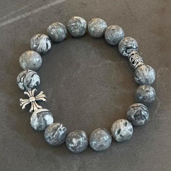 Браслет из камня с картой цветов, мужской, универсальный, нишевый дизайн, высококлассный, хип-хоп, уличный, парные аксессуары, модные аксессуары