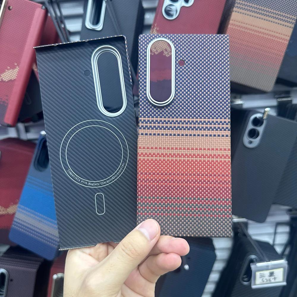 Ультралегкий тонкий чехол-скин из арамидной углеродной ткани 1500D для Samsung Galaxy Z Fold 7 6, с магнитной беспроводной зарядкой, противоударный