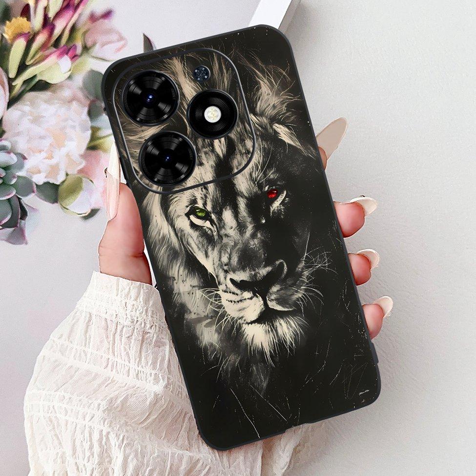 Для Tecno Spark Go 2024 BG6 Задняя крышка Для Tecno Spark Go 2024 Чехол Модный Роскошный Цветы Милый Мультяшный Кот Ударопрочный Силиконовый