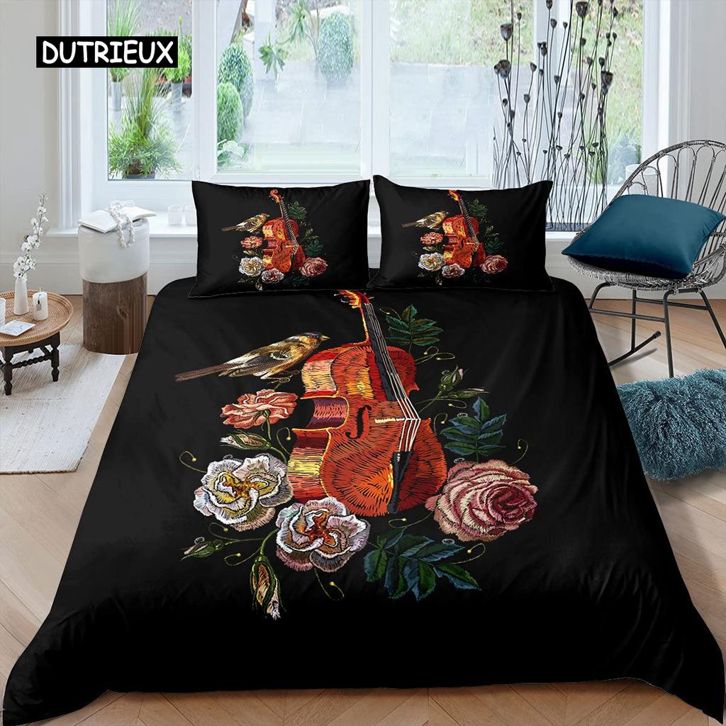 Пододеяльник со скрипкой, комплект постельного белья с классической музыкальной тематикой, одеяло с узором «тай-дай» для подростков и взрослых, пододеяльник из микрофибры для королевского одеяла