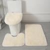 3pc Bathroom Set Rug Mat Toilet Lid Cover Plain Solid Color Bathmats
