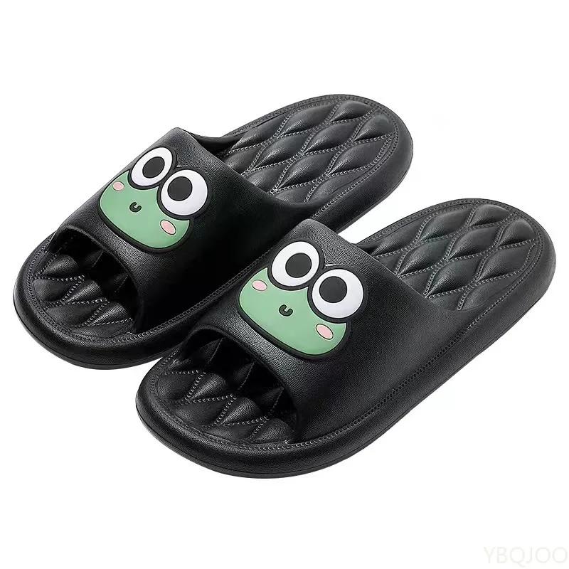 Летние женские тапочки Милые лягушки Домашняя нескользящая обувь Пара сандалий на толстой подошве Защита от запаха Мужские женские тапочки для ванной Zapatos
