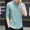 Мужская рубашка с рукавами пять четвертей свободного кроя 2025 - в японском гонконгском стиле, летняя повседневная куртка, модная и универсальная