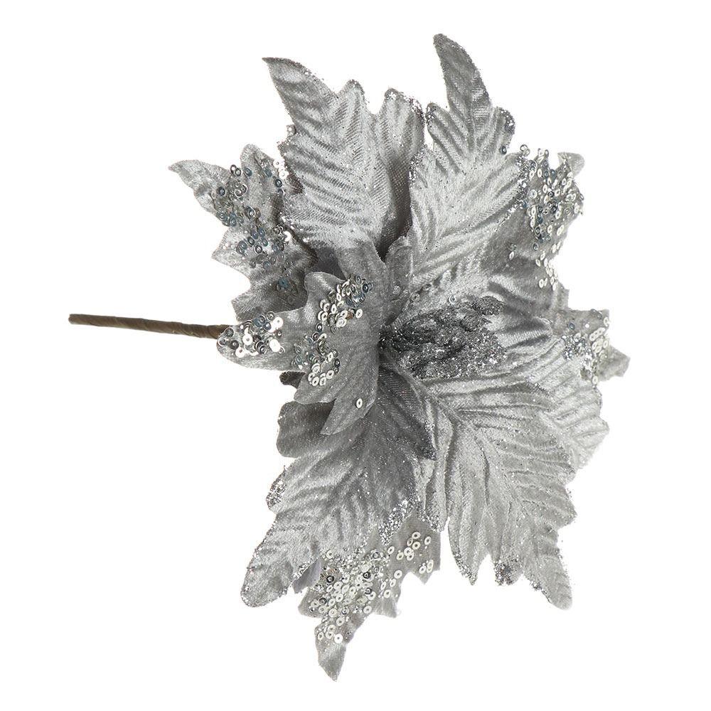 Glitter Artificial Christmas Flowers Velvet Cloth Merry Christmas Fake Flower Flower Head DIY Xmas Tree Ornaments Party Supplies