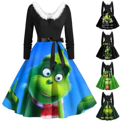 Женское повседневное и модное платье на молнии с длинными рукавами и v-образным вырезом в тон