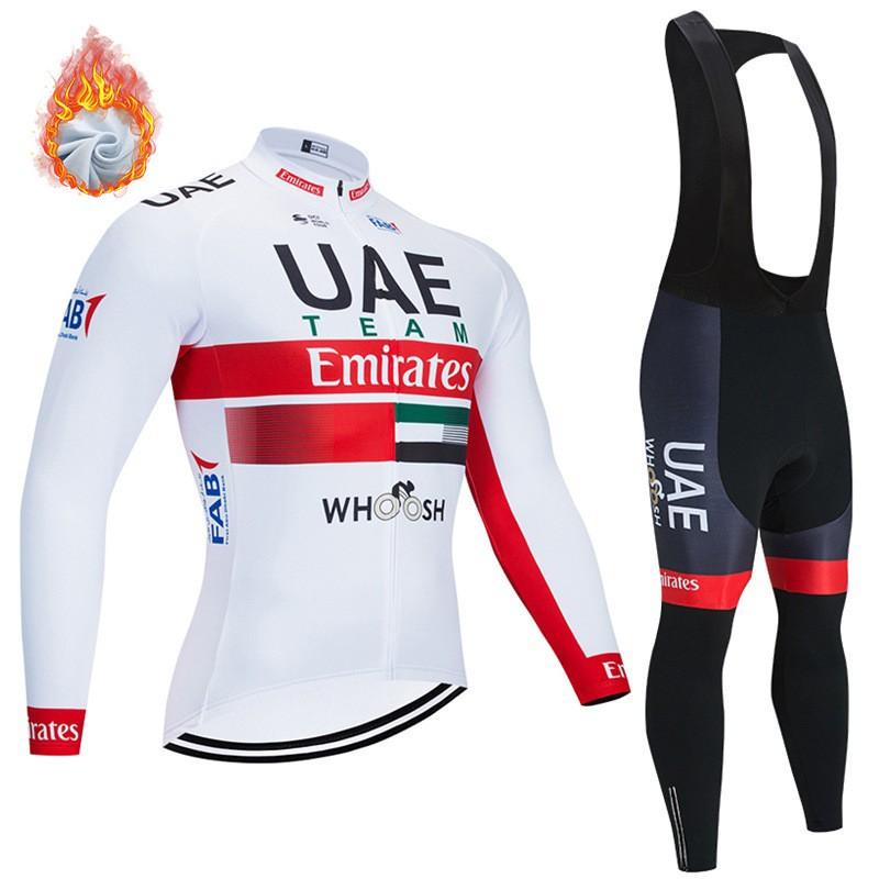 Mens Fleece Cycling Jersey Bib Tights Set Winter Thermal Long Sleeve Road Bike Riding