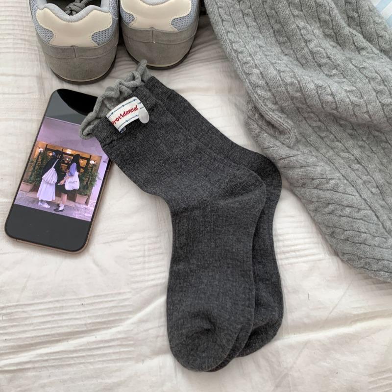 Women's Fall New All Purpose Fabric Standard Color Curled Boneless Middle Drum Pile Cotton Socks