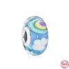 New S925 Sterling Silver Plated Pink Red Green Blue Murano Glass Bead Charm Fit Original  Bracelet DIY Jewelry For Girl