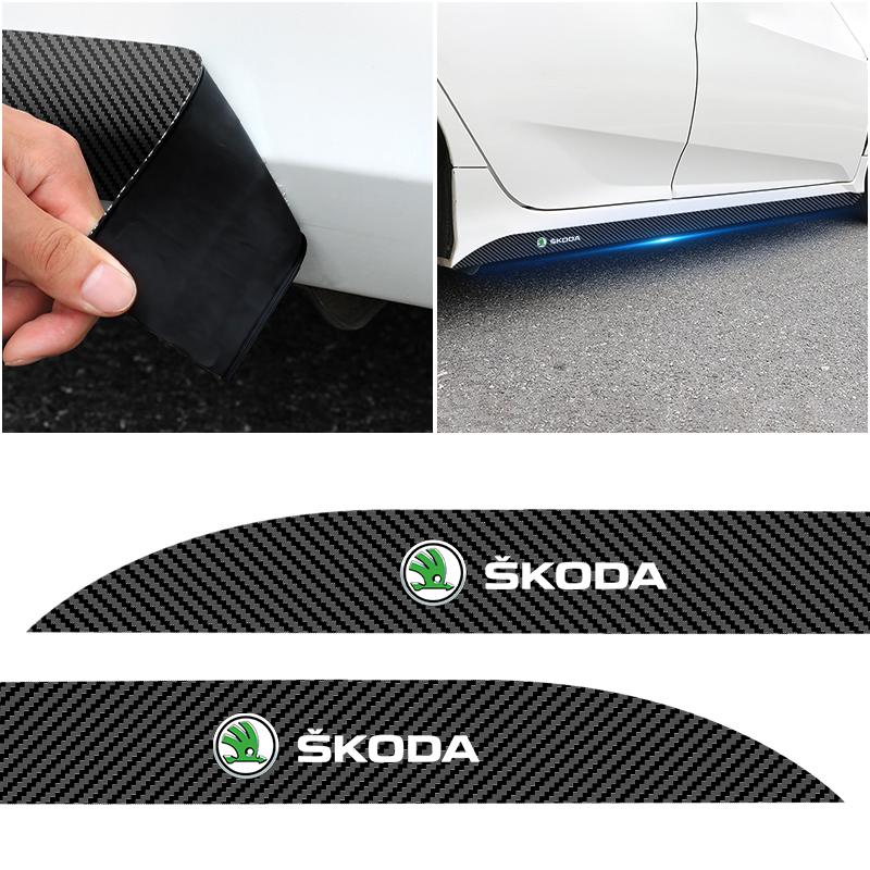 2 шт. Углеродная наклейка на порог боковой юбки двери автомобиля Защита от царапин Наклейка для рестайлинга Для Skoda Octavia Superb Rapid Kodiaq Karoq Fabia Kamiq Roomster Citigo