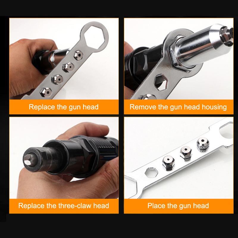 High-Powered Rivet Machine Tool Kit with Electric Rivet Gun Adapter 2.4mm to 4.8mm