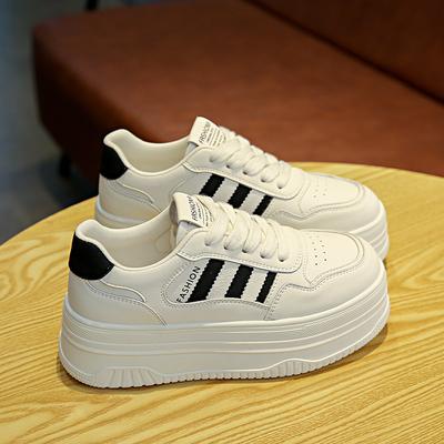 Версия из коровьей кожи~ маленькие белые туфли детские весенние новые из натуральной кожи женские туфли на толстой подошве с увеличением роста повседневные спортивные кеды