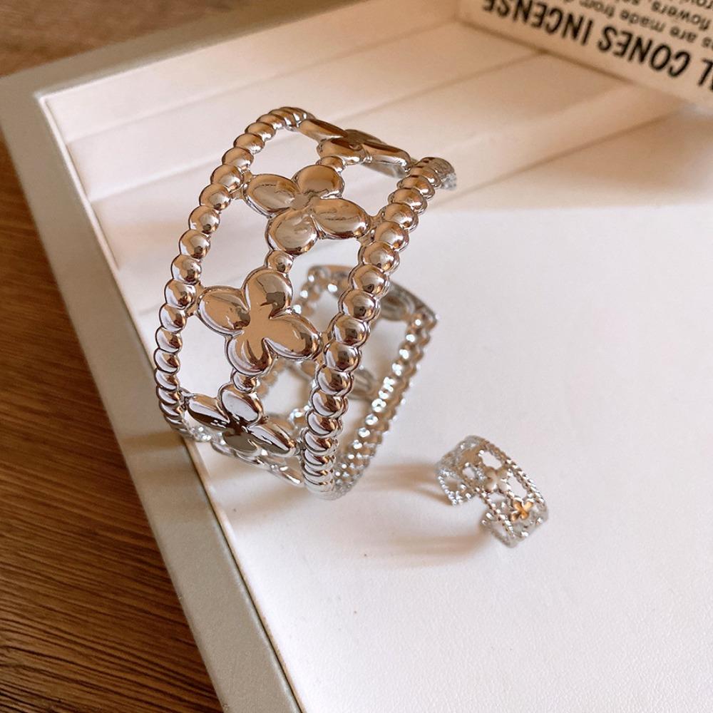 Золотой/серебряный полый браслет-цветок изысканный открытый браслет модный браслет-манжета с цветком для девочек