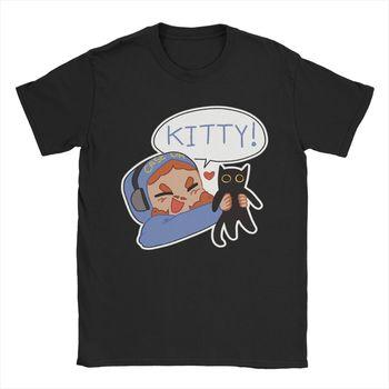 Модные Футболки Hello Kitty Мужские с Круглым Вырезом Футболки С Коротким Рукавом Одежда Больших Размеров