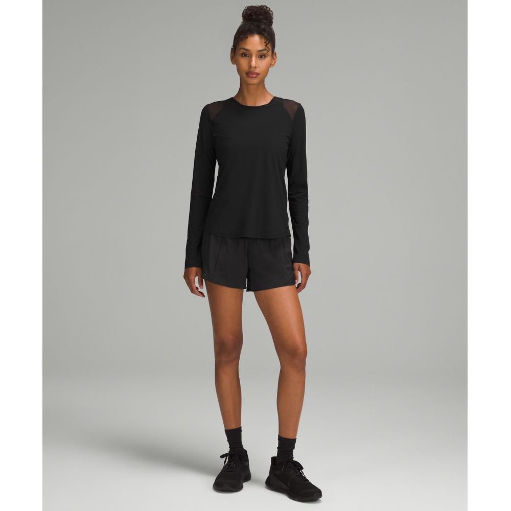 Lululemon Скульптурирующая рубашка с длинным рукавом, плиссированная, черная