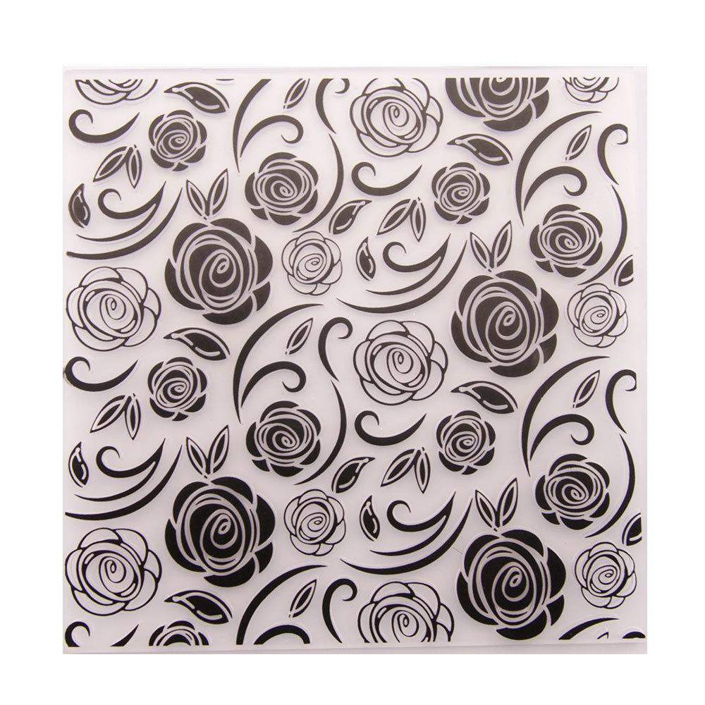 Flower Rose Branch Frame Plastic Embossing Folder for Scrapbooking DIY Photo Album Card Decor Art Template Plant Vine Rattan