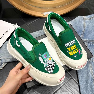 Повседневные одинарные туфли женские новые парусиновые одинарные туфли