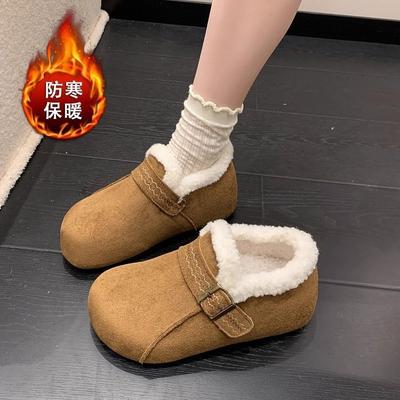 Birkenstocks зимние велюровые новые на толстой подошве теплые мокасины хлопковые туфли велюровые утолщенные снежные пушистые ботинки