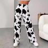 2025 Shien High-Waist Cow Pattern Casual Fur Trousers - Comfortable Autumn/Winter Pants