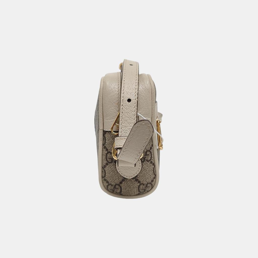 [Pre-Owned] Ophidia Vintage Logo Stripe Web Canvas And Leather Shoulder Bag - Excellent #SGCXH3