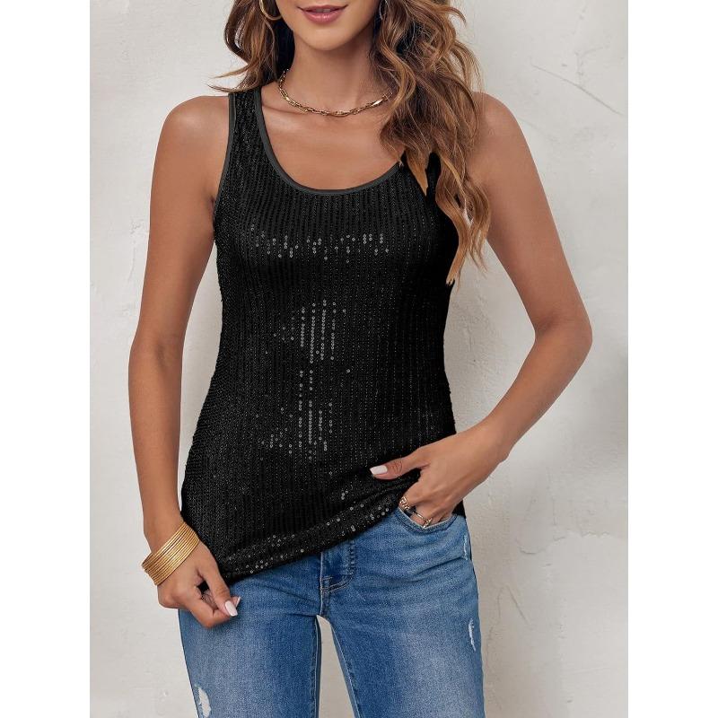 Женский однотонный блестящий повседневный модный топ с пайетками для вечеринки на вечеринке